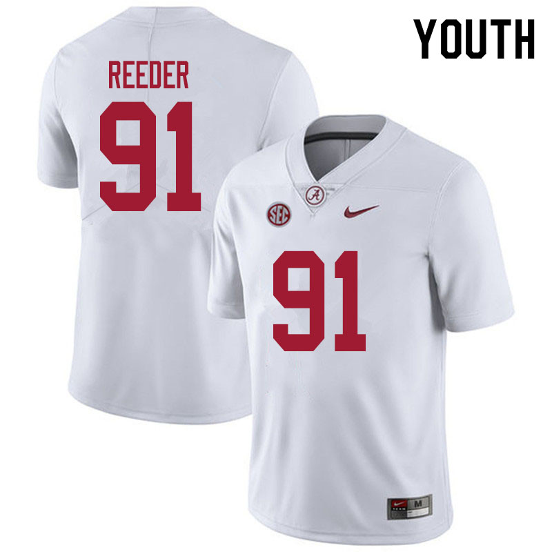 Alabama Crimson Tide Youth Gavin Reeder #91 White NCAA Nike Authentic Stitched 2020 College Football Jersey AF16J04LF